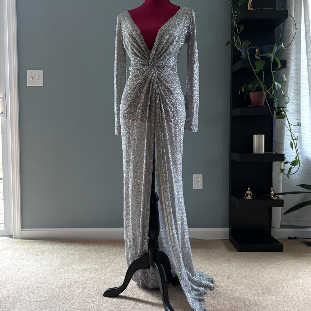 Silver Long Sleeve Gown